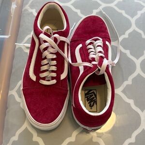 Vans Red Suede Sneakers with White Accents